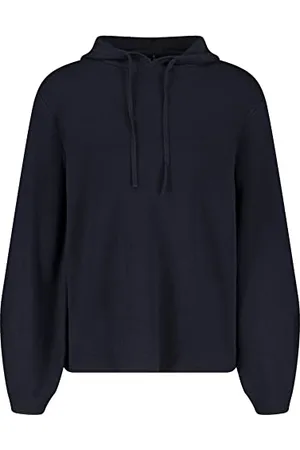 Gerry Weber Damska bluza z kapturem z delikatnej dzianiny, rękawy balonowe, długi rękaw, sweter z długim rękawem, okrągły dekolt, jednokolorowa, , 36