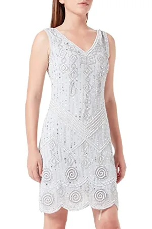 Frock and Frill Żaba i falbanka damska Fredrica dekolt w serek zdobiona mini sukienka impreza