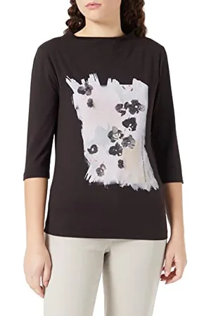 Taifun Damski T-shirt 271069-16428, wzór dębowy, 36