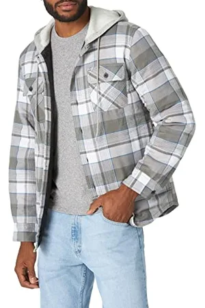 Wrangler Męska pikowana flanelowa koszula z długim rękawem i kapturem, L