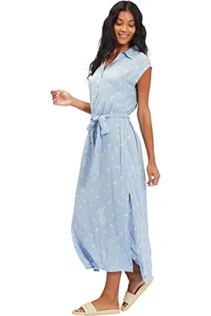 Billabong Damska sukienka midi Lovely Ways z zapięciem na guziki, luźna sukienka, niebieski , duża