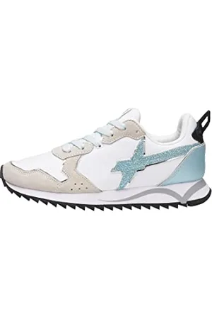 W6YZ Sneakersy Jet-W z tkaniny technicznej i skóry welurowej w kolorze białym, turkusowy, 42 EU