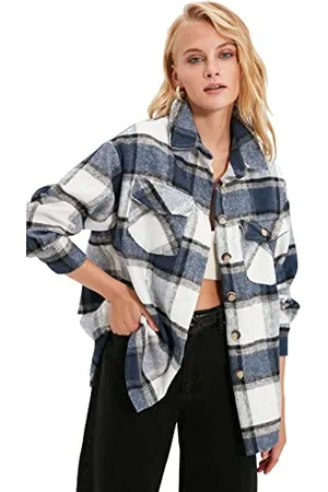 Trendyol Damska koszulka oversized basic kołnierzyk koszuli, , 36