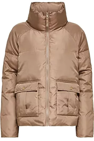 EGOMAXX Kobieta Kurtki Zimowe Grube - Women SELECTED Winter Jacket | Warm Padded Puffer Parka SLFDASA | High Thick Collar, Farben:Light Brown, Größe Damen (Hosen-Kleider-Röcke):34