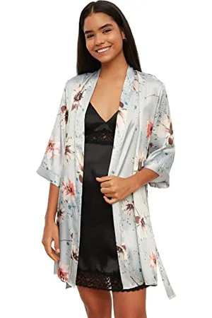 Trendyol Damska kurtka Floral Patterned Twill Morning Gown, , XL