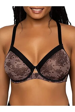 CURVY COUTURE Damski biustonosz Sheer Mesh Full Coverage Underwire Bra z pełnym pokryciem, 90H