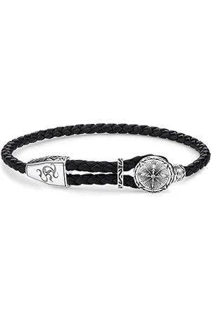 Thomas Sabo Bransoletka skórzana unisex wysokiej próby 925 czerniana 25 cm e , colore: , cod. A1860-682-11-L25v
