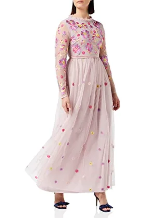 Frock and Frill Damska haftowana sukienka w kwiaty na specjalne okazje, dla panny młodej, róż, 8