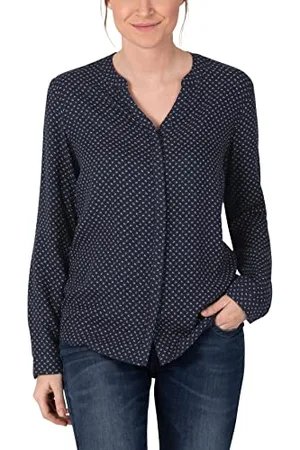 Timezone Damska bluzka Buttoned Henley Blouse, Blue Ground Squares, L