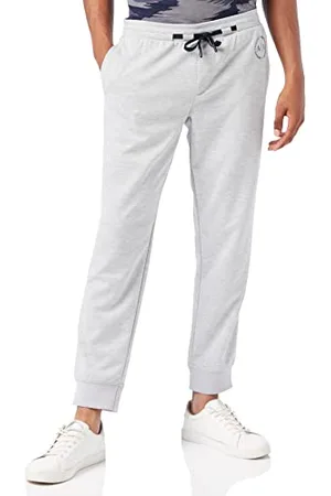 Armani Exchange Męskie spodnie sportowe, niezbędne, nogawki, sznurki, boczne nadrukowane logo, (B09b Heather Grey 3929), S