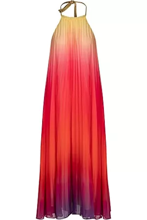 ApartFashion Kobieta Proste - Women's APART długa sukienka Ombre plisowana, sukienka specjalna na każdą okazję, czerwona, regularna