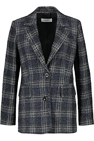 Gerry Weber Damski blezer 830042-31345, z długim rękawem, niebieski w kratkę, 40