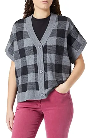 Gerry Weber Edition Damska kurtka 730218-44713 z dzianiny, szara kratka, 46