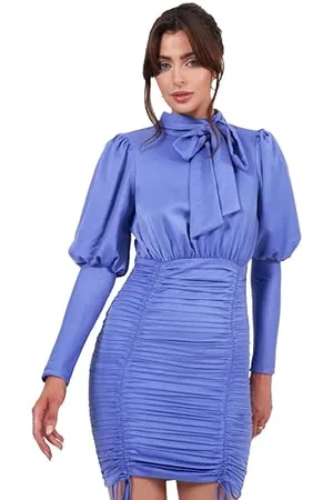 Little Mistress Damska satynowa sukienka bodyon z marszczeniem, , 40