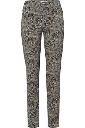 Brax By Brax Damskie spodnie w stylu Lavina z nadrukiem liści, z nadrukiem, bawełna super slim, , 32W / 32L