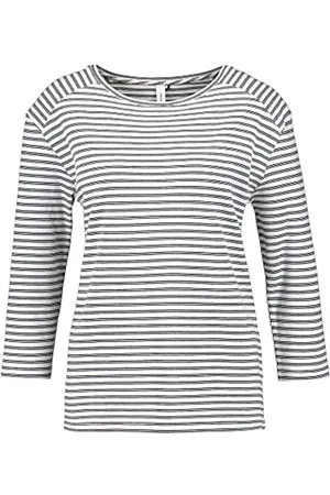 Gerry Weber Edition Damski 977019-44052 T-Shirt, niebieski/ecru/biały w prążki, 36, , 36