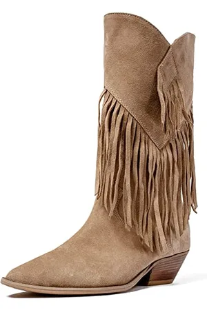 L37 Handmade Shoes L37 HANDMADE BUTY Damskie botki I Kowbojki I Zamsz I Skórzana wyściółka I Ręcznie robione buty I Super Freak I Western Boot, Jasnobrązowy, 36 EU
