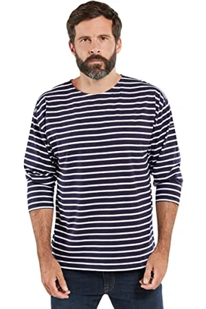 Armor.lux Męski Beg Meil T-Shirt, Navire/Blanc, 38 PL