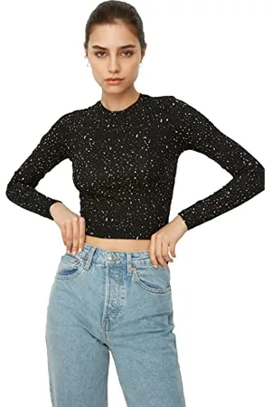 Trendyol Damska bluza z czarną kropką, M (DE)