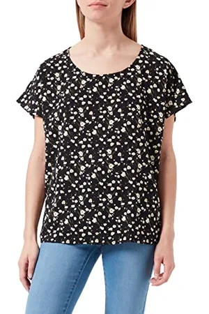 JDY Damska bluzka PIPER S/S TOP WVN NOOS Bluse, Black/AOP: New Wheat and White Tulips, 34