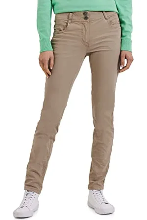 CECIL Damskie spodnie materiałowe B376001 Slim, karmelowo-beżowe, W34/L30, , 34W / 30L
