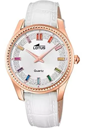 Lotus Damski zegarek na rękę ze stali nierdzewnej i skóry w kolorze różowego złota biało-kolorowym 38 mm, wodoszczelność: 5 bar, 18901/1