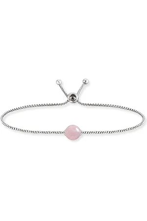 Engelsrufer Damen Armband aus Sterling Silber und Rosenquarz Kraftstein Anhänger, verstellbarer Schiebeverschluss, nickelfrei, ERB-LILGEM-RQ