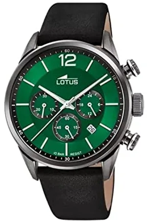 Lotus Męski zegarek na rękę ze stali nierdzewnej i skóry w kolorze szaro-zielono-czarnym 43 mm, wodoszczelność: 10 bar, 18687/4