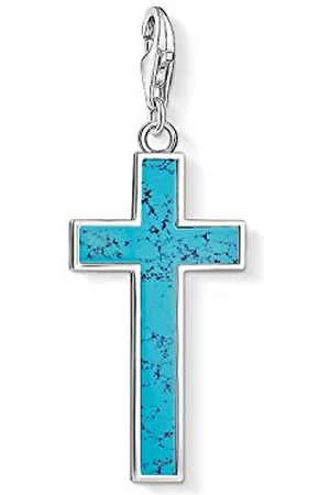 Thomas Sabo Damski męski wisiorek charm turkusowy krzyż Charm Club srebro 925 wysokiej próby Y0021-404-17