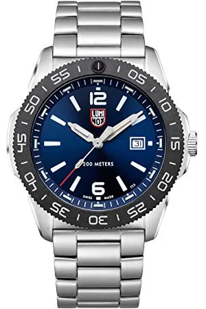 Luminox Pacific Diver XS.3123 Zegarek męski 44 mm – wojskowy zegarek do nurkowania w kolorze srebrnym/niebieskim z funkcją daty, 200 m, wodoodporne szkło szafirowe, , bransoletka