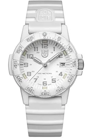 Luminox Skórzany tył SEA Turtle XS.0307.WO męski zegarek 39 mm - zegarek wojskowy w kolorze białym z funkcją daty 100 m wodoodporny, , 39 mm, pasek