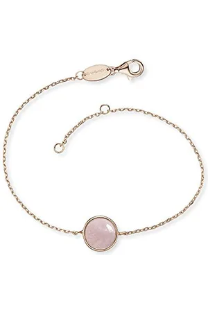 Engelsrufer Damen Armband aus rosévergoldetem Sterling Silber mit Rosenquarz Stein Anhänger - Karabinerverschluss - in zwei Längen verstellbar - nickelfrei
