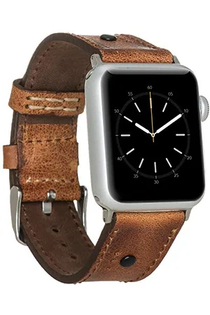 Burkley Skórzany pasek do zegarka Apple Watch 38/40 mm i 42/44 mm Vintage pasek wymienny kompatybilny z Apple Watch - ręcznie wykonany (42/44 mm, brązowy - BA4)
