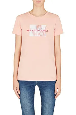 Armani Exchange Koszulka damska o regularnym kroju, kwadratowa, z kwiatowym nadrukiem, rozmiar L, , L