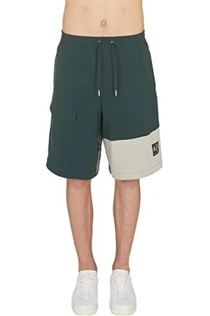 Armani Exchange Męskie spodenki Sustainable, nieszczotkowane Organic Cotton with Front Pocket, Pattern on The Back Bermudy, , Large, Zielony G/Lon. Fog, L