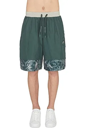 Armani Exchange Męskie spodenki Sustainable Nylon, małe kwadratowe logo, Pattern on The Back Bermudy, , ekstra duże, Zielony H/Lon.fog/G.ga, XL