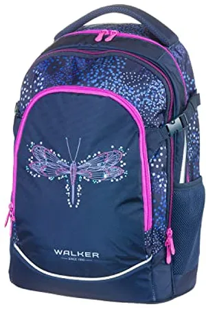 Karen Walker 42046-072 - Plecak szkolny Fame Magic Dragonfly z 3 komorami, bocznymi kieszeniami i efektem świetlnym, usztywnienie pleców, regulowany pasek na ramię i klatkę piersiową