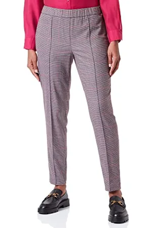 Gerry Weber Edition Damskie spodnie w stylu miejskim, szare/czerwone/pomarańczowe karo, 40