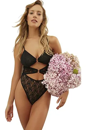 Trendyol Damska bielizna Slim Bodycon okrągły dekolt tkane body koszulka, , M, , M