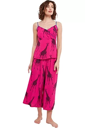 Joe Browns Kobieta Szerokie - Butik damski Hot Pink żyrafa Print Mix and Match Szerokie nogawki Piżama Bottoms, różowy, 12, różowy