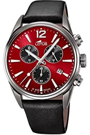 Lotus Męski zegarek na rękę ze stali nierdzewnej i skóry w kolorze szaro-czarno-czerwonym 42 mm, wodoszczelność: 10 bar, 18683/5