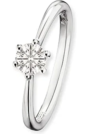 Engelsrufer Damen Ring Shiny aus Sterling Silber - besetzt mit einem weißen Zirkonia Stein - Größe 50 - nickelfrei - 15,9mm