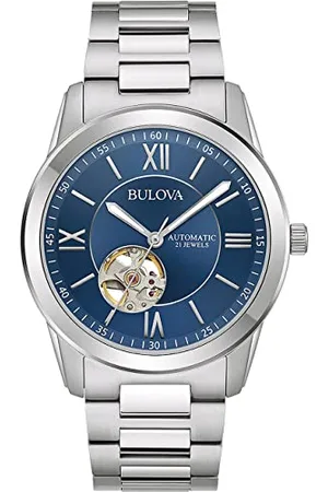 BULOVA Męski analogowy zegarek mechaniczny z bransoletką ze stali nierdzewnej 96A281, srebrny, srebro, bransoletka