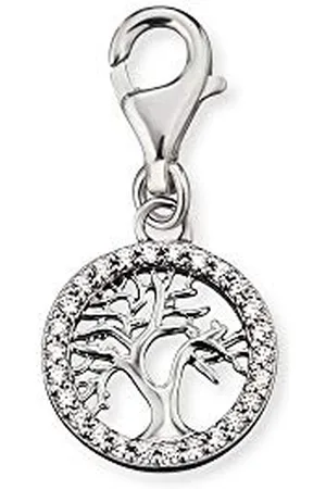 Engelsrufer Damen Charm Anhänger Tree of Life Lebensbaum silber aus Sterling Silber - besetzt mit 26 Zirkonia Steinen - Karabinerverschluss - nickelfrei