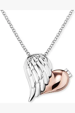 Engelsrufer Damen Halskette aus Sterling Silber und Bicolor Herzflügel Anhänger in silber und roségold - Anhänger zum Öffnen - Karabinerverschluss - Länge: 44cm