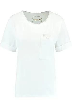 Taifun Damski 371320-16117 T-shirt, biały wzór, 34, , 34