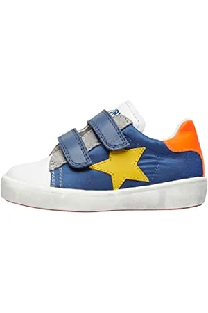 Naturino Annie VL-Sneaker z mieniącą się gwiazdą wstawki, Biały Niebieski, 34 EU