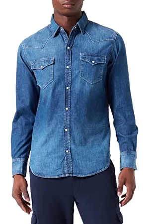 True Religion Męska koszula DNM, niebieska, standardowa