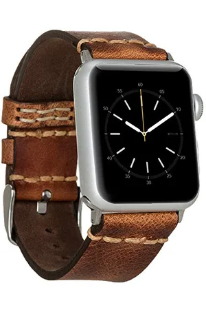 Burkley Skórzany pasek do zegarka Apple Watch 38/40 mm i 42/44 mm Vintage pasek wymienny kompatybilny z Apple Watch - ręcznie wykonany (42/44 mm, brązowy - BA7)