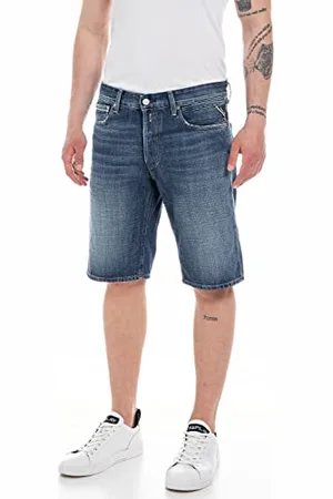 Replay Męskie szorty jeansowe Straight-Fit Grover Straight-Fit ze 100% bawełny, , 30W